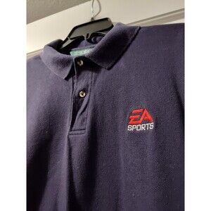 EA Sports Blue Mens XL Polo Embroidered Logo Vintage Outerbanks Gaming Shirt Htf